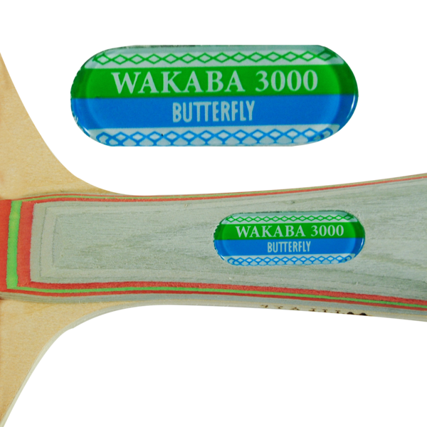 Butterfly Wakaba 3000 Racket: Blade Handle Emblem